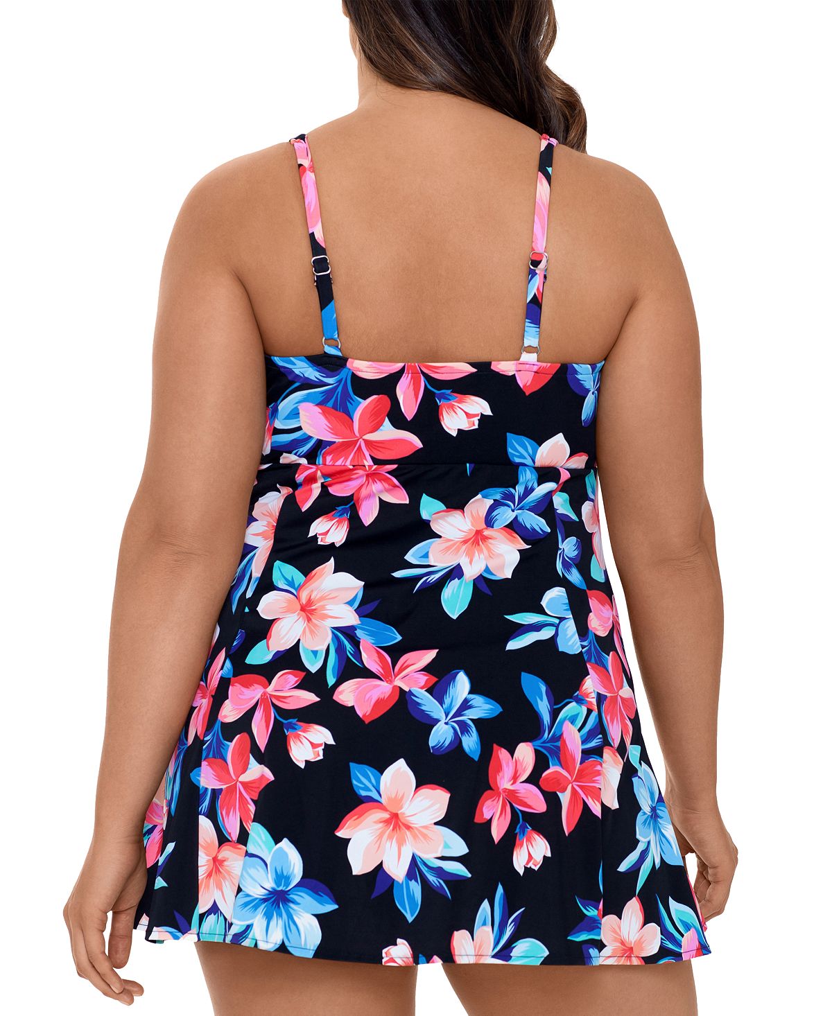 Swim Solutions Plus Lanai Printed Tummy Control Bow-front Swimdress Lanai