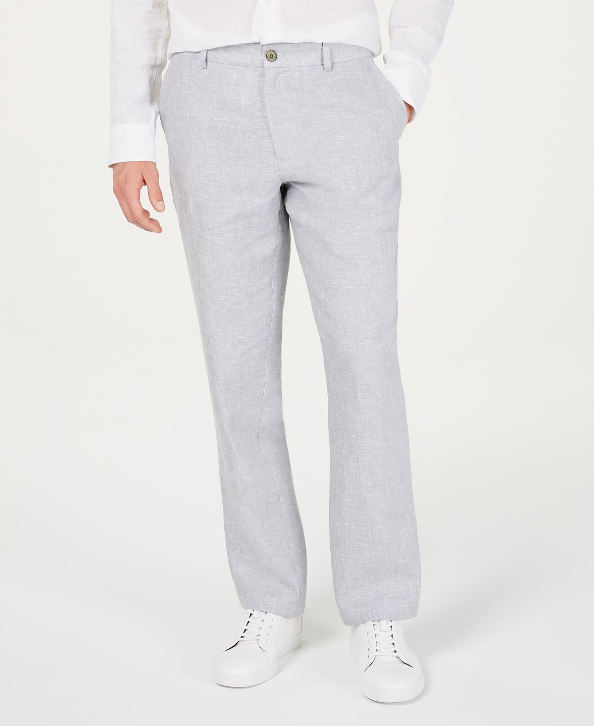 Tasso Elba 100% Linen Pants Grey