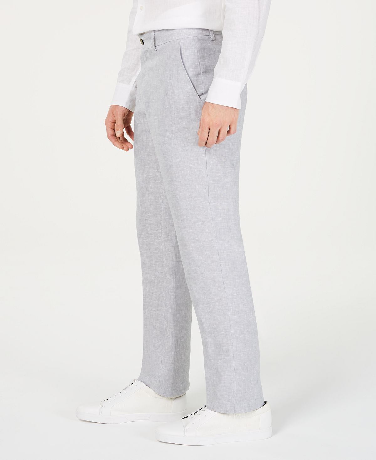 Tasso Elba 100% Linen Pants Grey