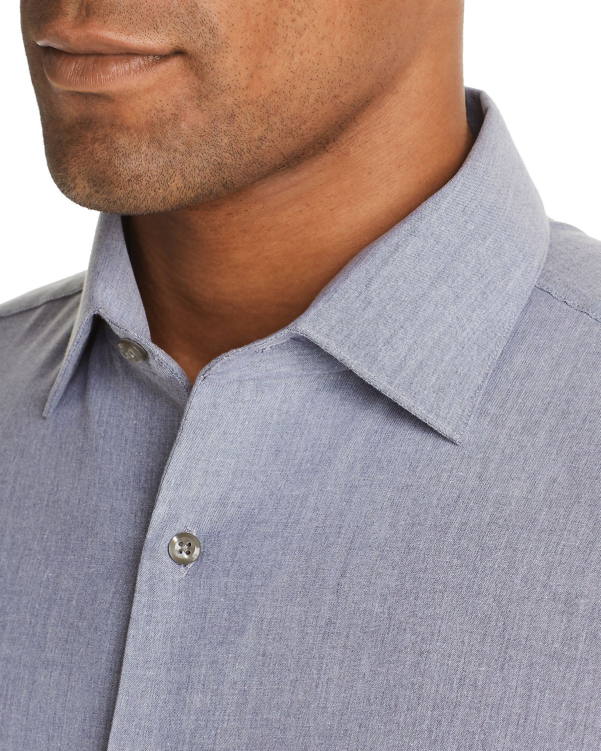 The Men's Store Chambray Classic Fit Shirt Blue