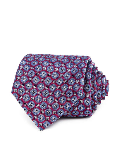 The Men's Store Geometric Medallion Silk Classic Tie Fuschia