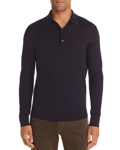 The Men's Store Long-sleeve Knit Classic Fit Polo Shirt Navy