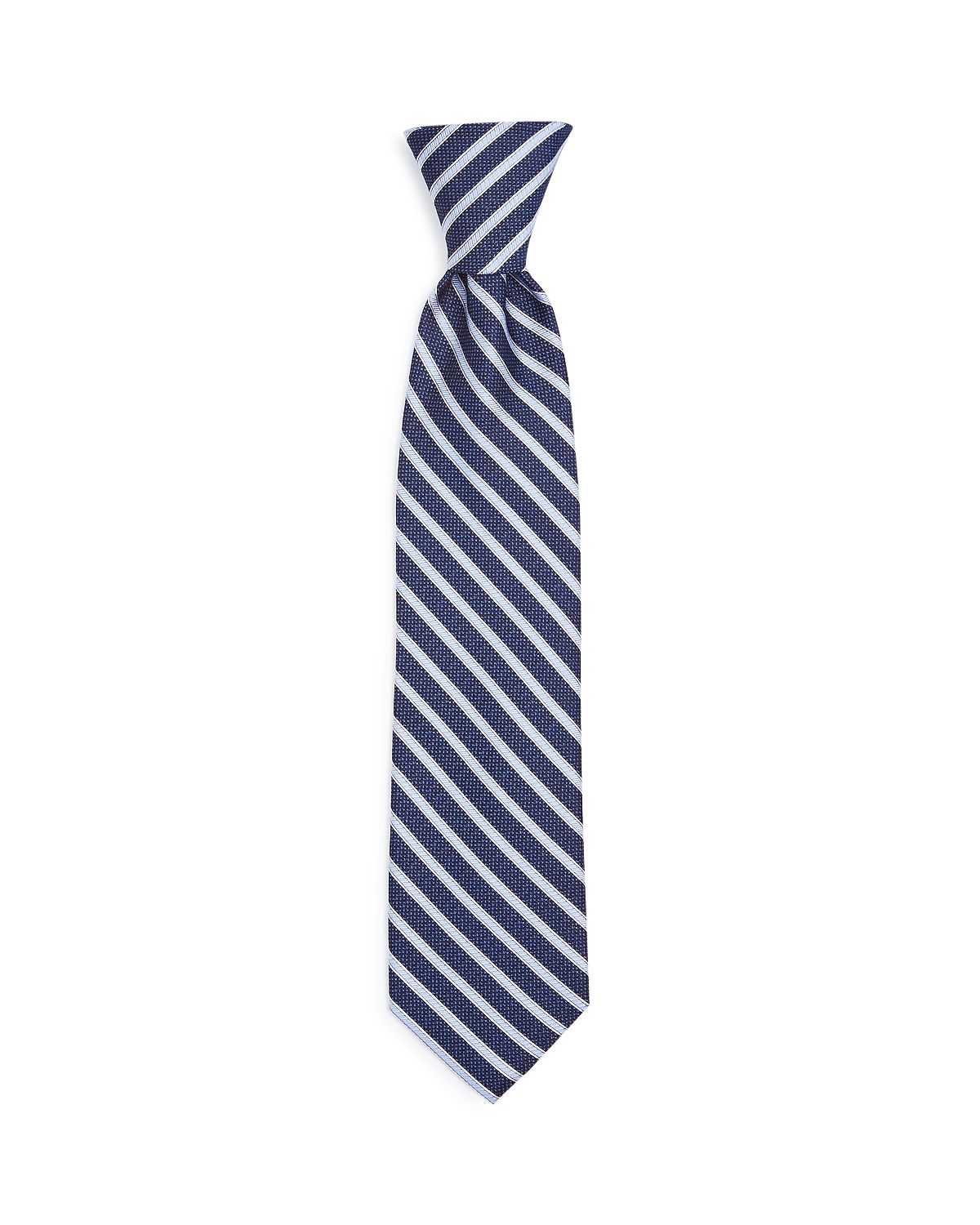 The Men's Store Textured Stripe Silk Classic Tie Navy