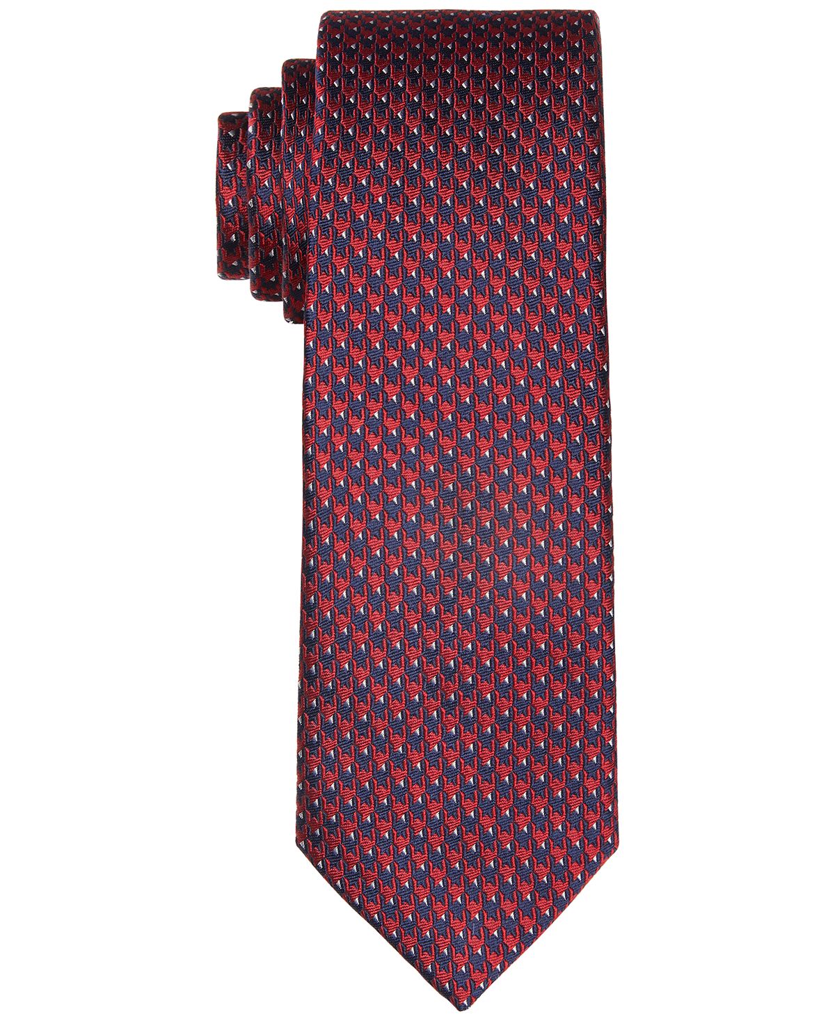 Tommy Hilfiger Bold Houndstooth Slim Tie Red