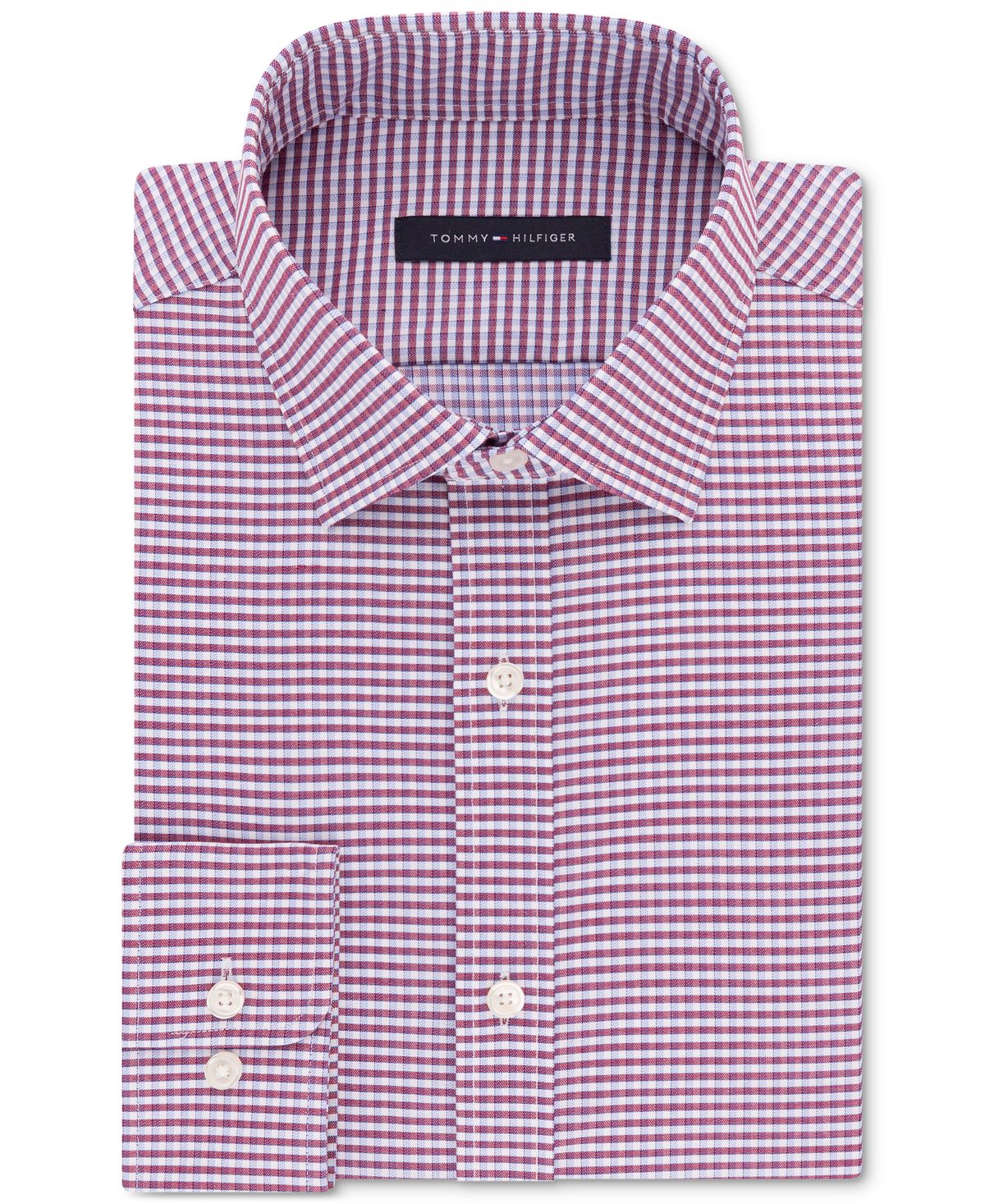 Tommy Hilfiger Fitted Flex Stretch Performance Check Dress Shirt Cayenne