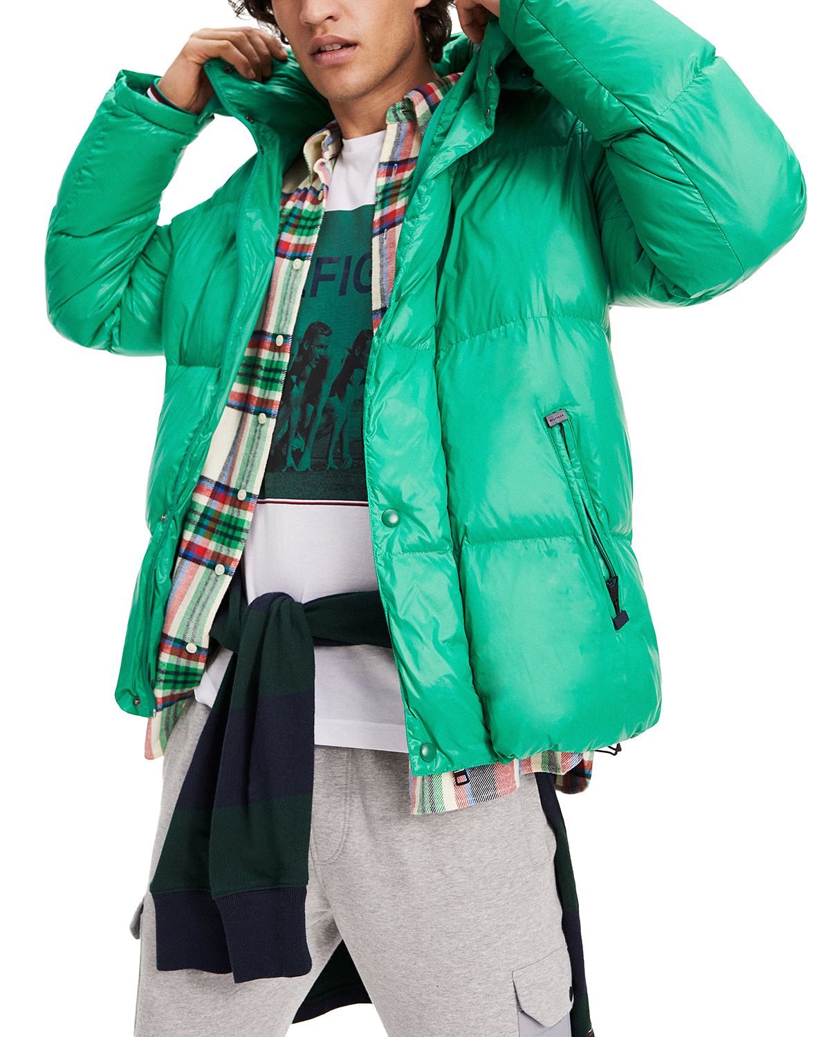 Tommy Hilfiger Hooded Quilted Jacket Jolly Green