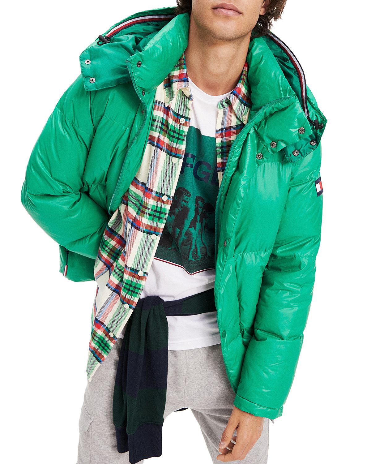 Tommy Hilfiger Hooded Quilted Jacket Jolly Green