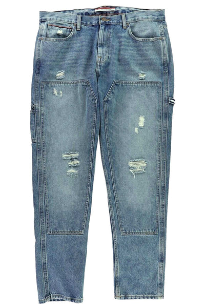 Tommy Hilfiger Medium Blue Wash Distressed Relaxed Tapered Jeans