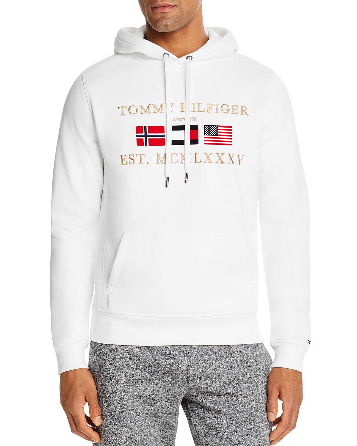 Tommy Hilfiger Multi-flag Graphic Logo Hooded Sweatshirt White