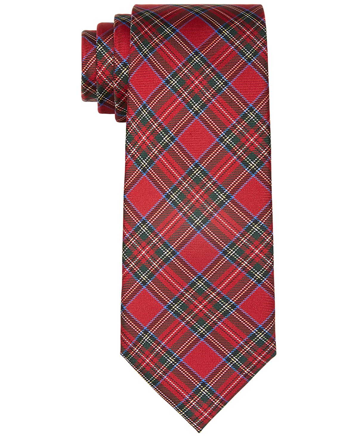 Tommy Hilfiger Slim Royal Stewart Plaid Tie Red