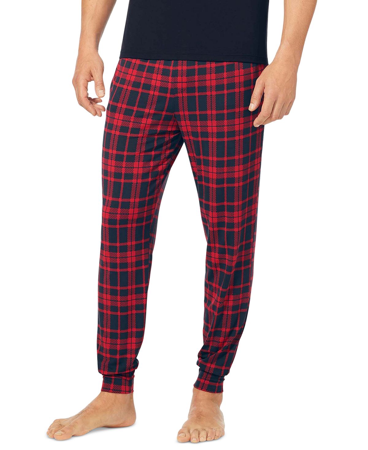 Tommy John Second Skin Plaid Pajama Joggers Bright Red