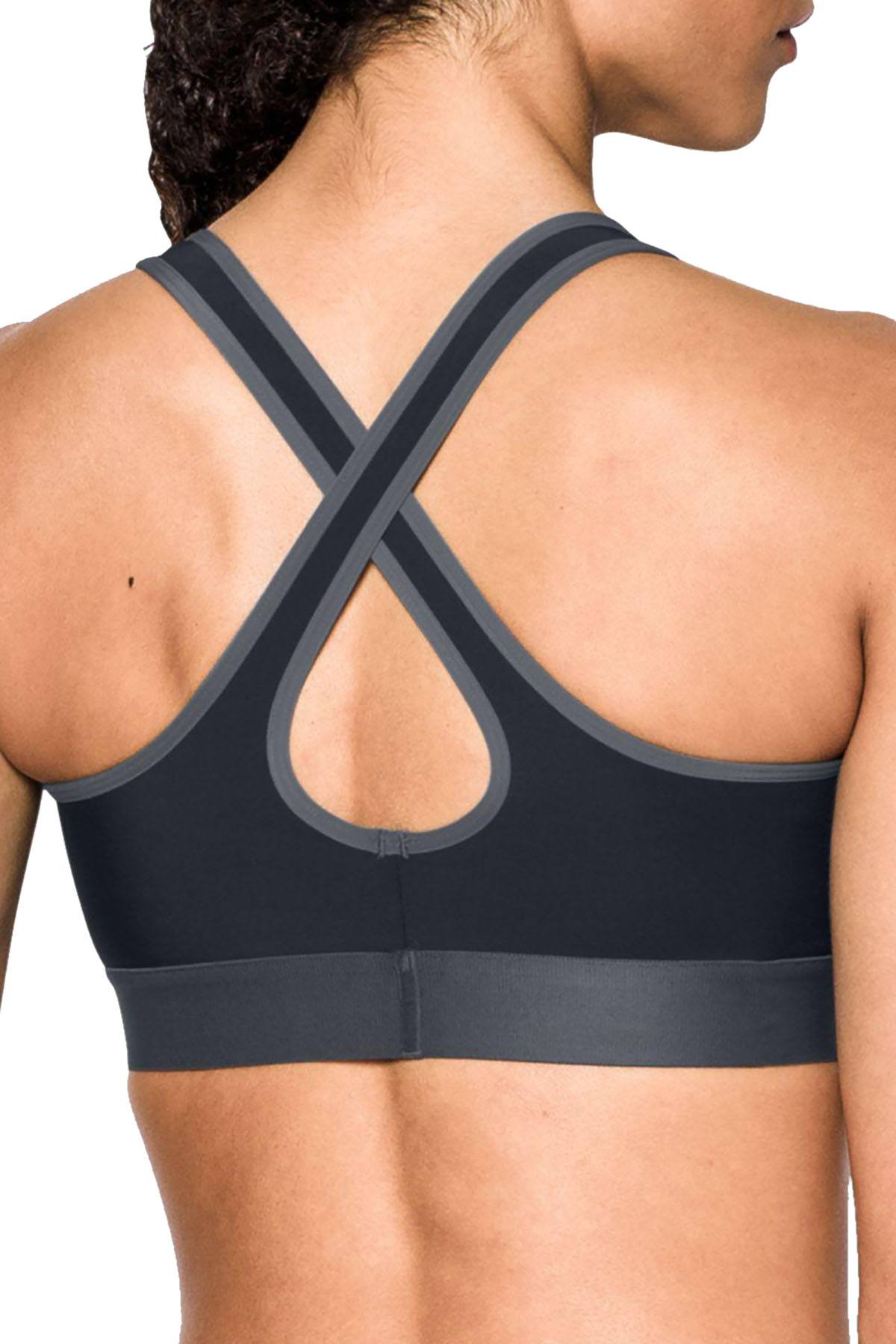 Under Armour Rhino Grey HeatGear Mid-Impact Crossback Sports Bra