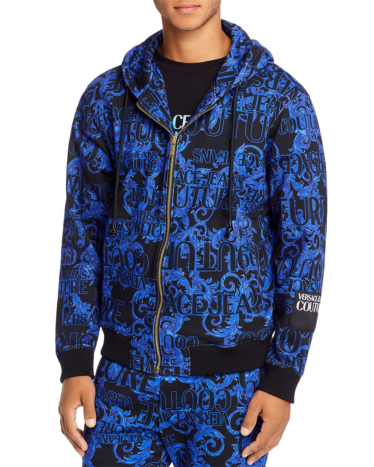 Versace Jeans Couture Logo Baroque Hoodie Black/Blue