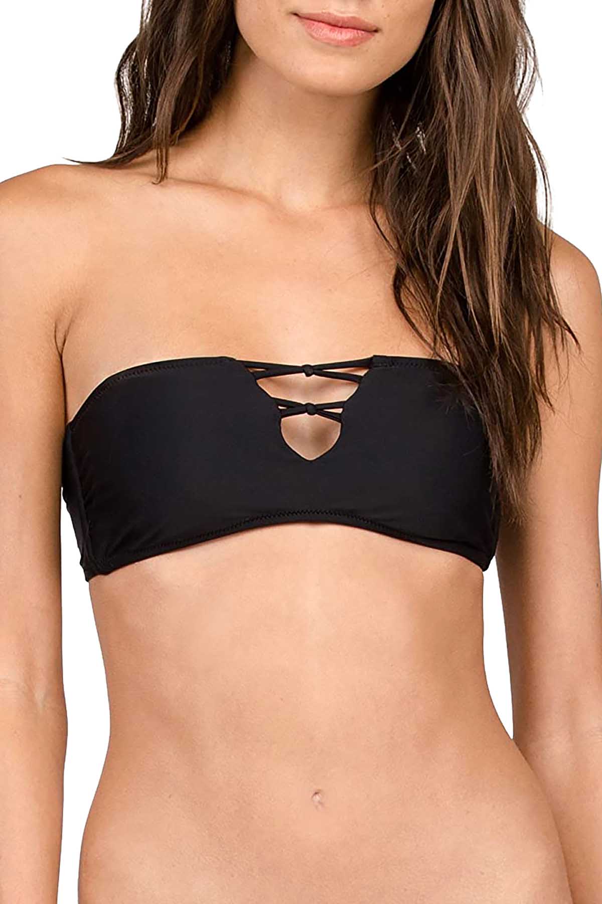 Volcom Black Simply Solid Bandeau Bikini Top