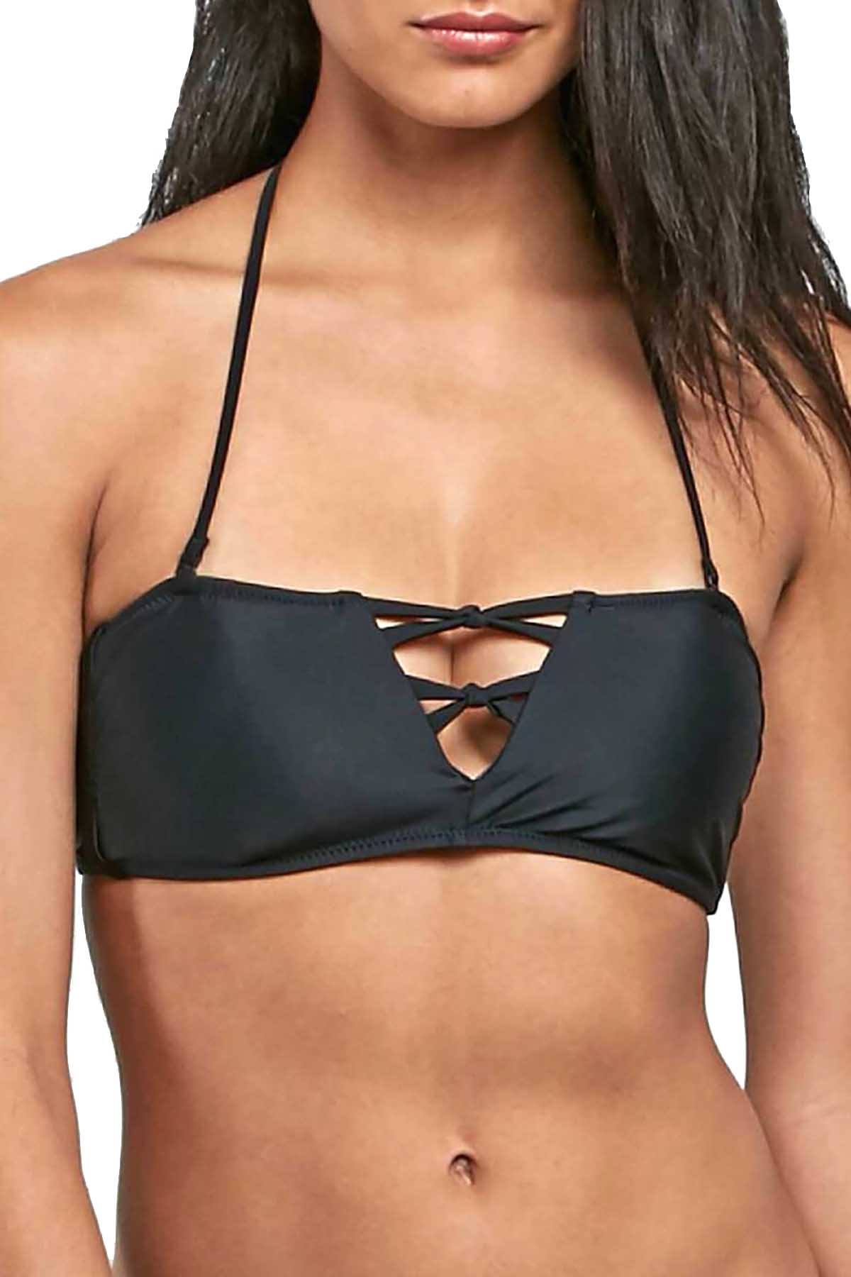 Volcom Black Simply Solid Bandeau Bikini Top