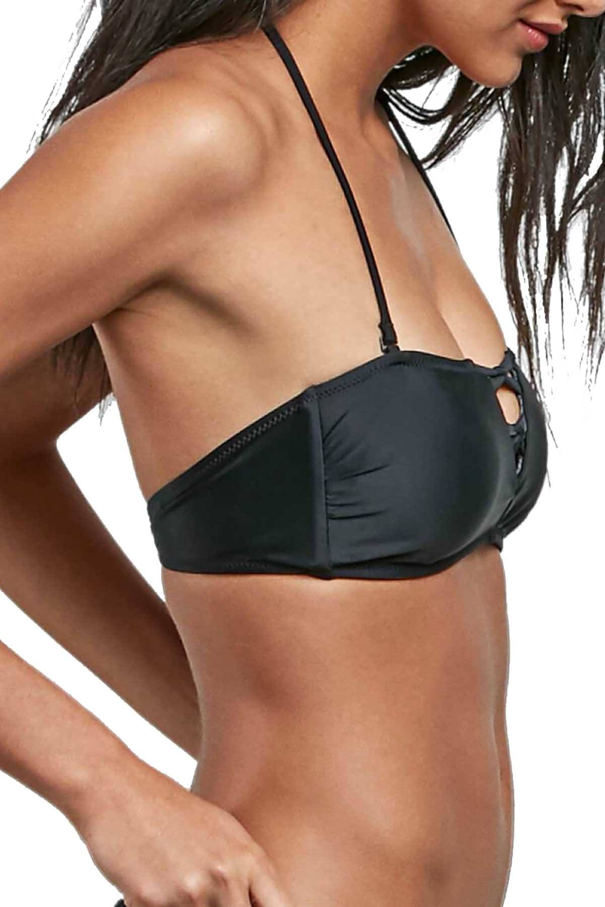 Volcom Black Simply Solid Bandeau Bikini Top