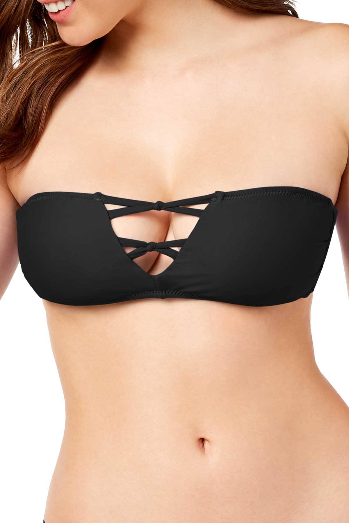 Volcom Black Simply Solid Bandeau Bikini Top Cheapundies