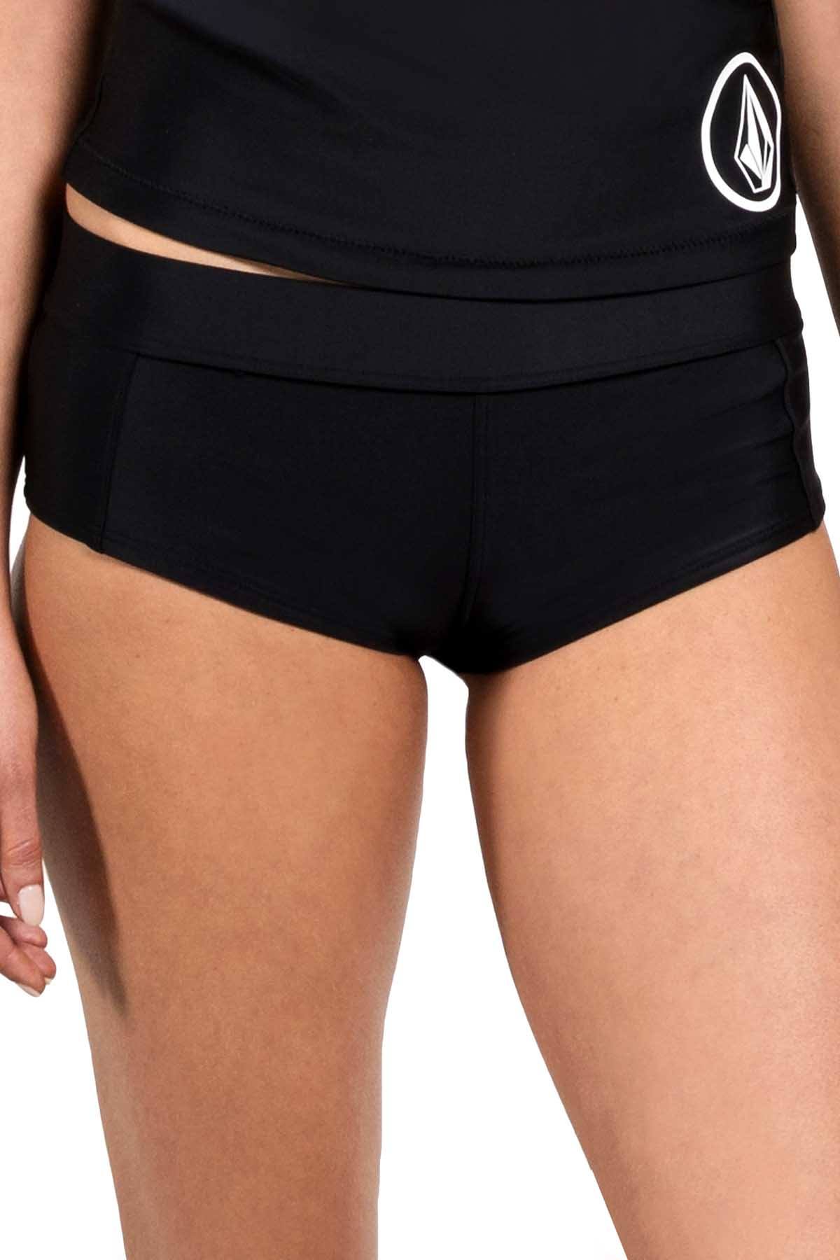 Volcom Black Solid Cheeky Bikini Boyshort