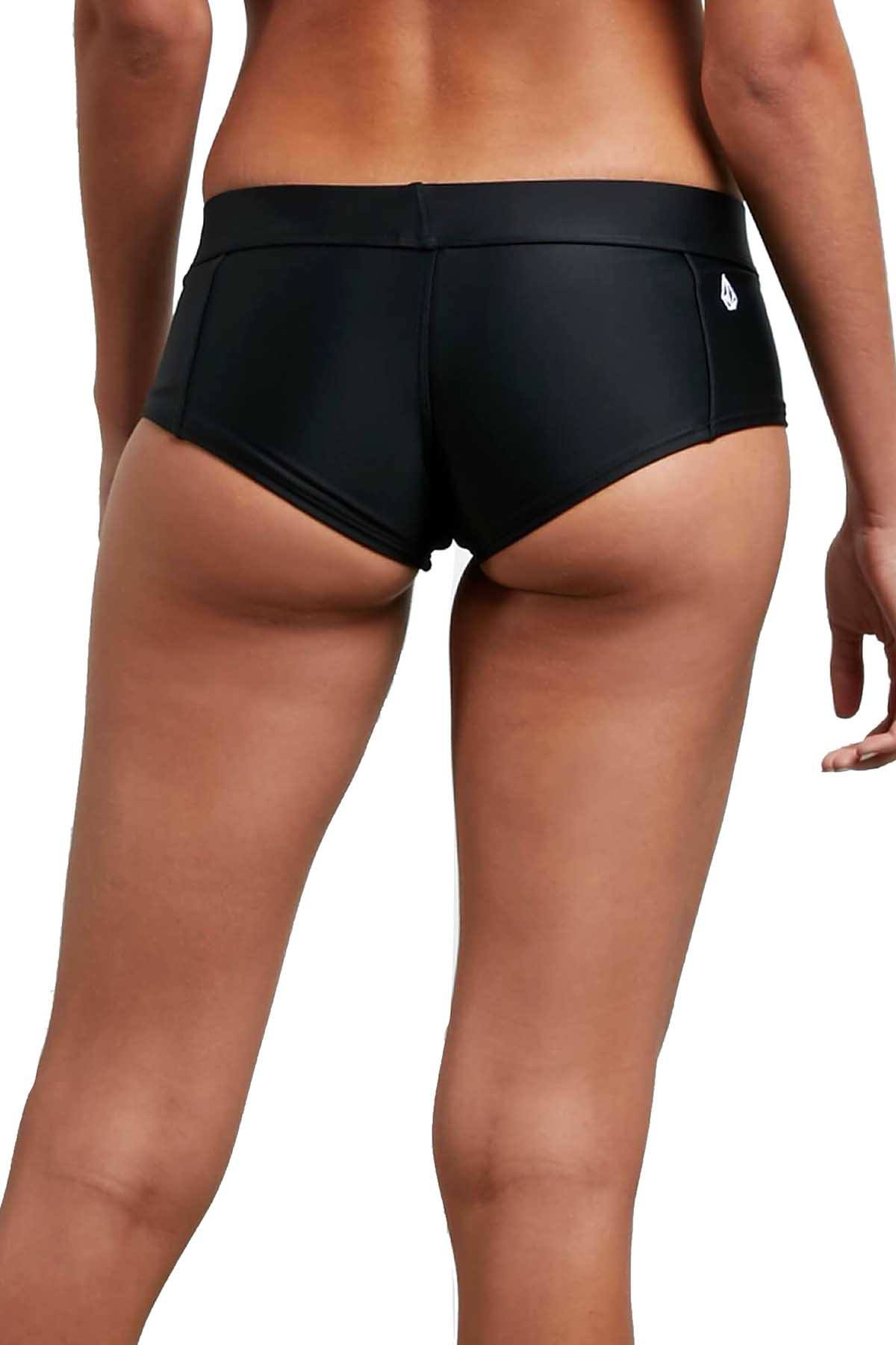 Volcom Black Solid Cheeky Bikini Boyshort