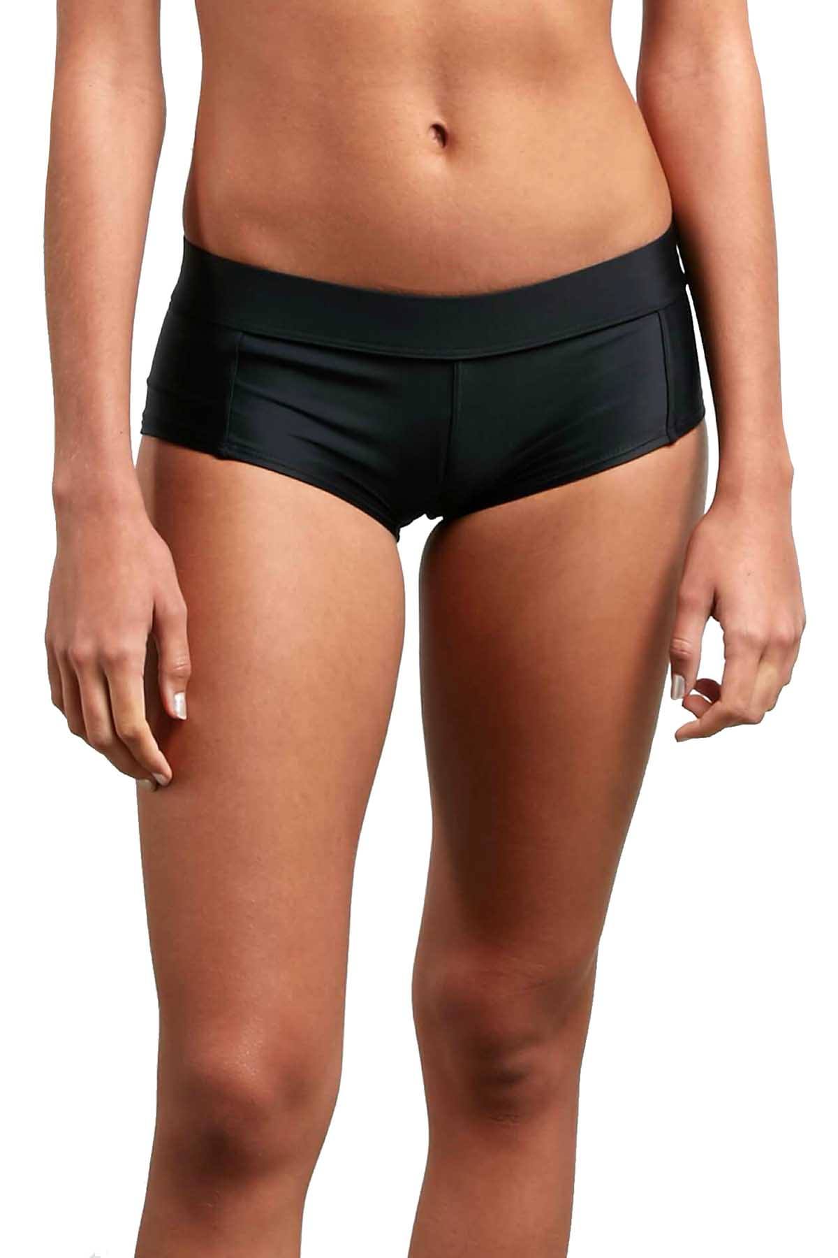 Volcom Black Solid Cheeky Bikini Boyshort