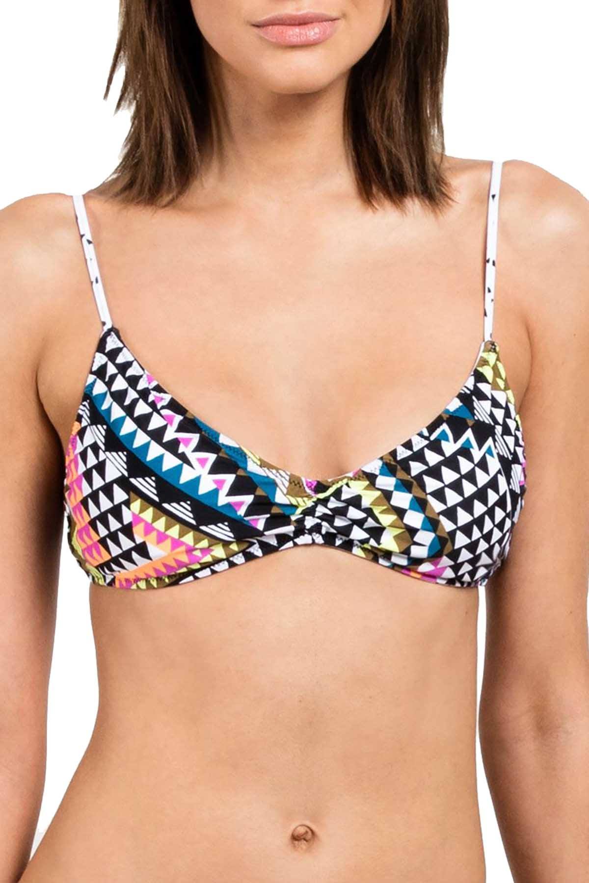 Volcom White/Multi Spot-On Reversible V-Neck Bikini Top