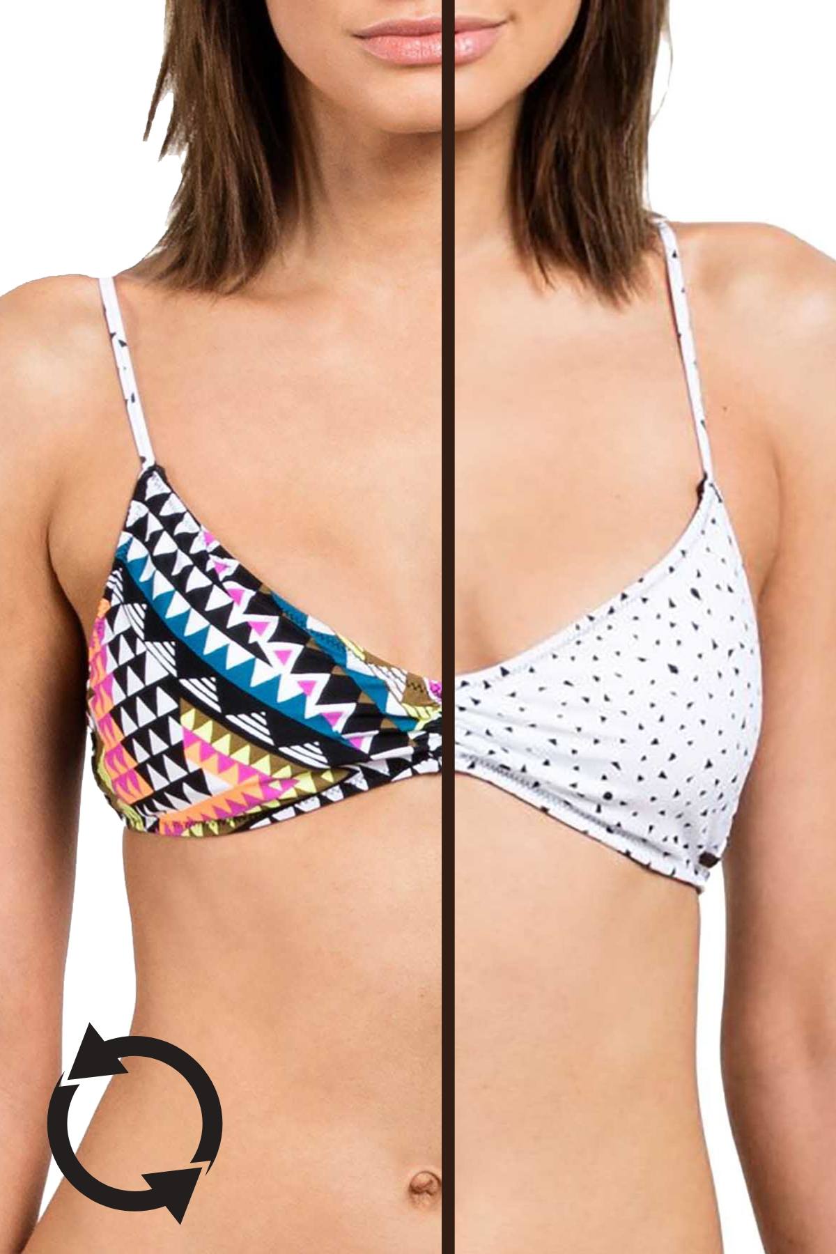 Volcom White/Multi Spot-On Reversible V-Neck Bikini Top