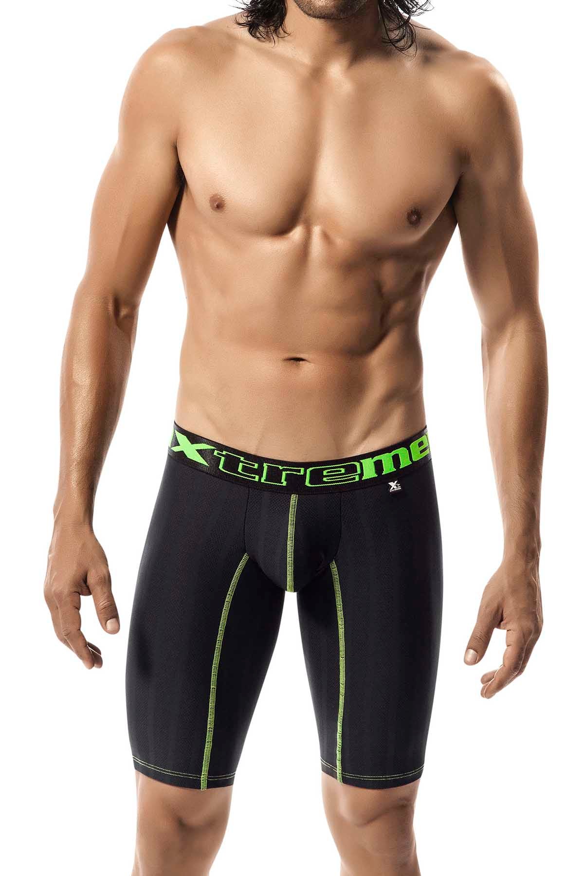 XTREMEN Black/Green Microfiber Long-Boxer