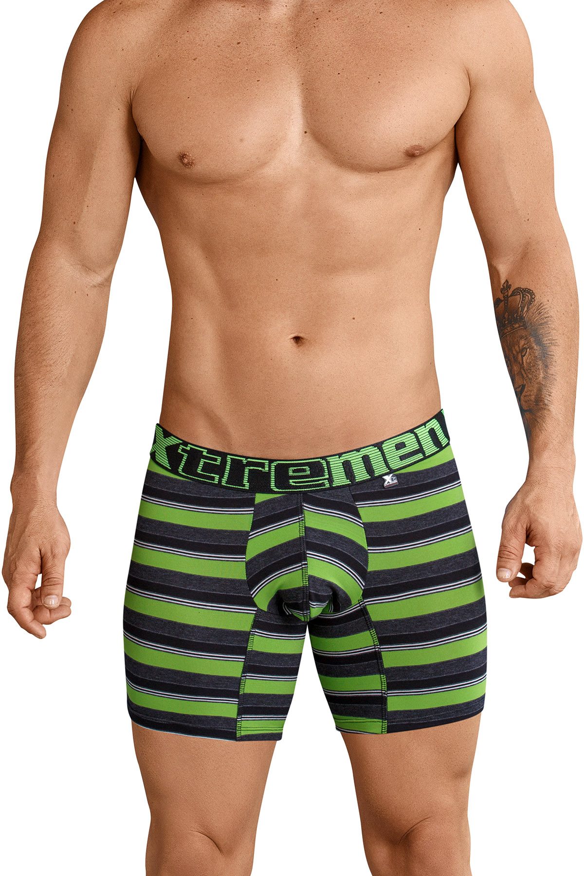 XTREMEN Black/Green Striped Boxer Brief