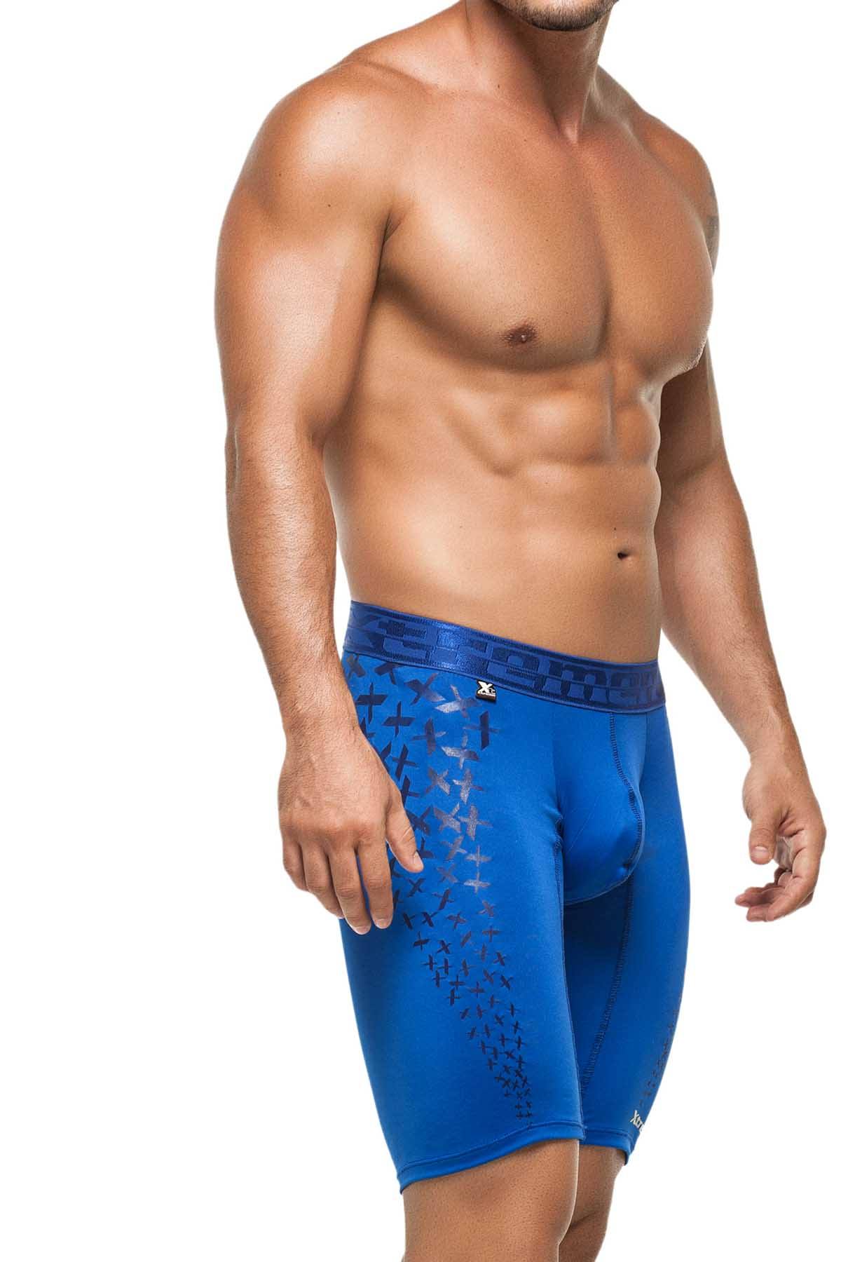 XTREMEN Blue Microfiber Sports Long Boxer Brief