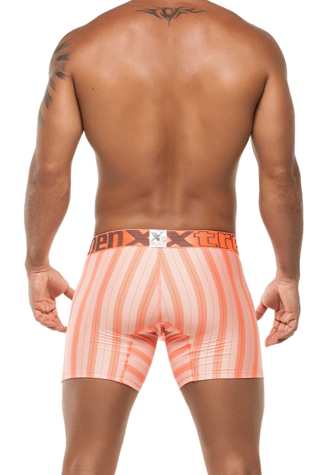 XTREMEN Orange/White Stripe Microfiber Boxer Brief