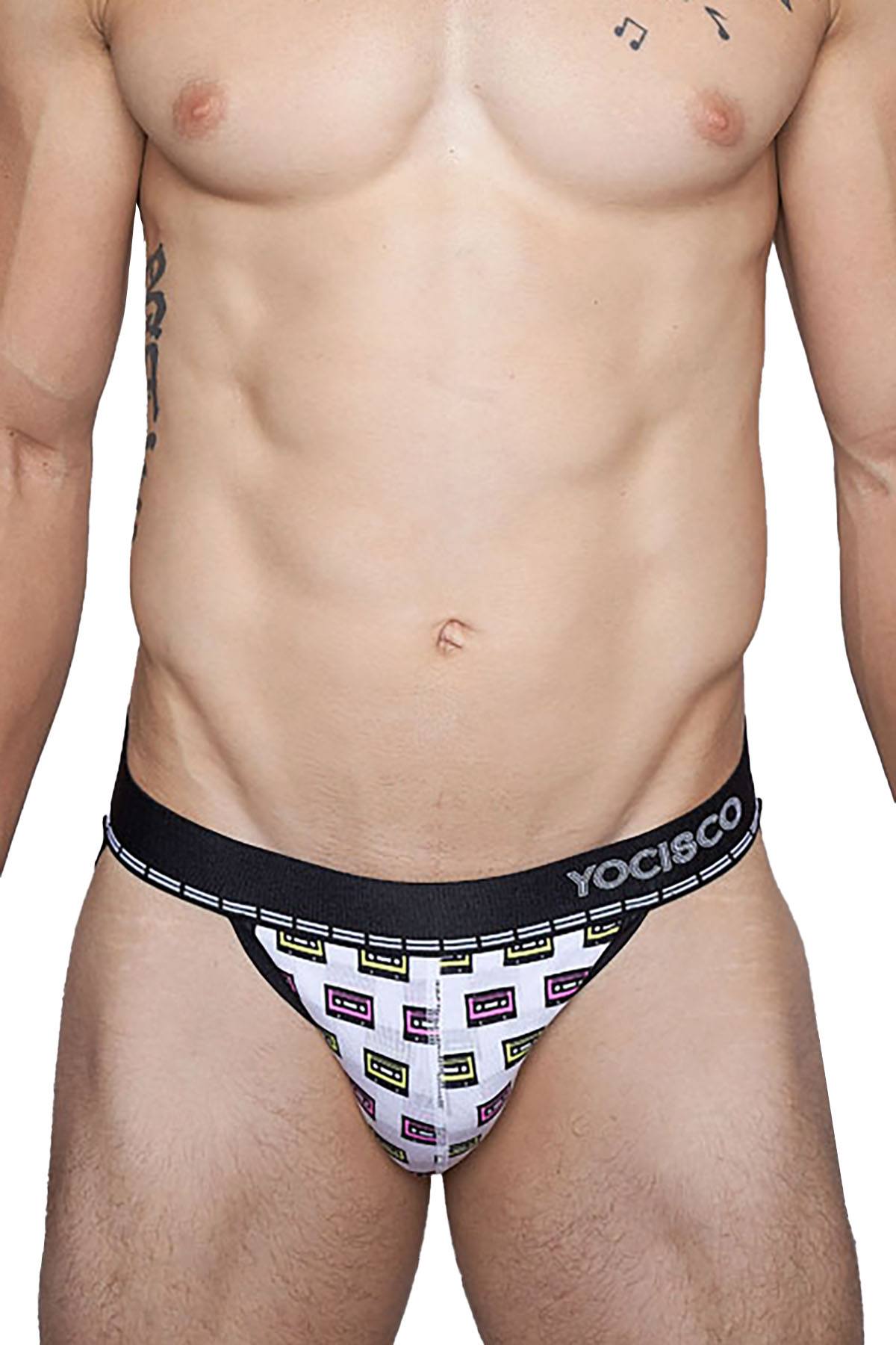 YOCISCO White Mix Tape V-Back Jockstrap