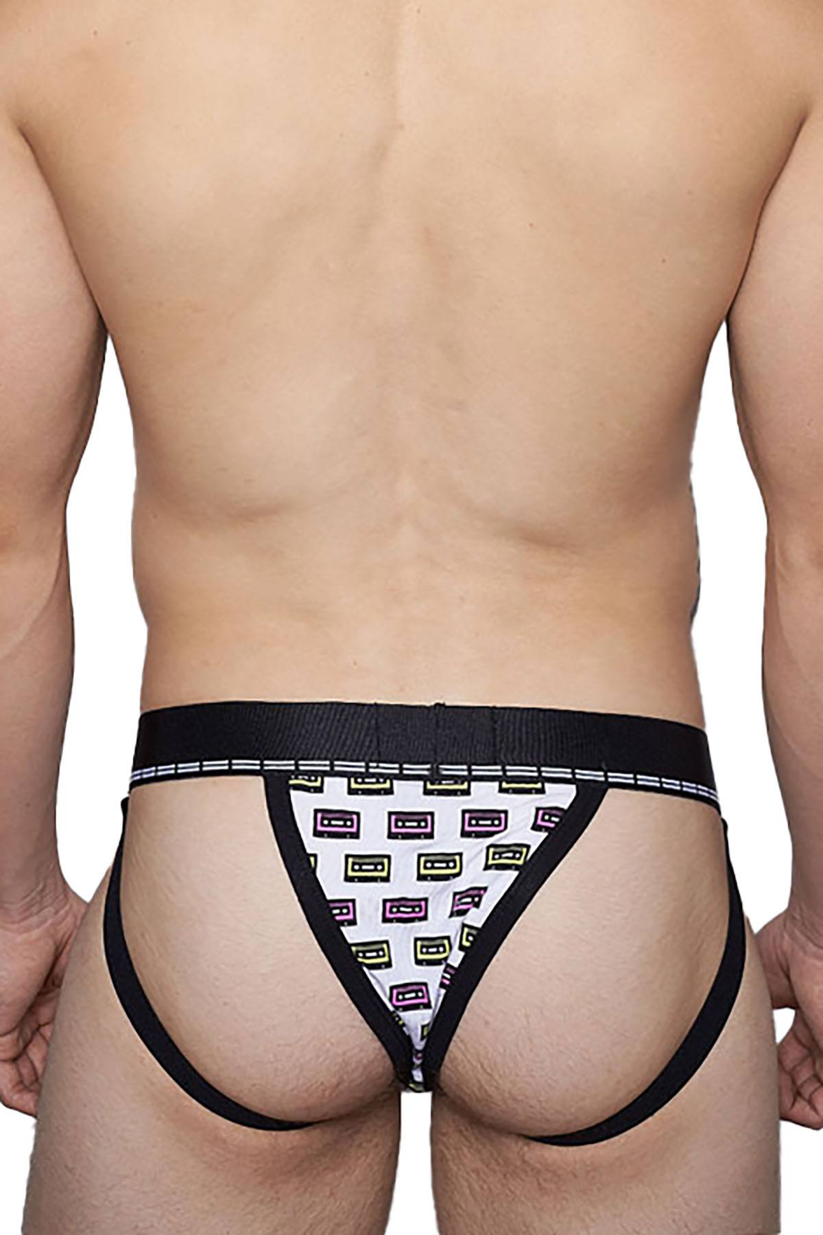 YOCISCO White Mix Tape V-Back Jockstrap