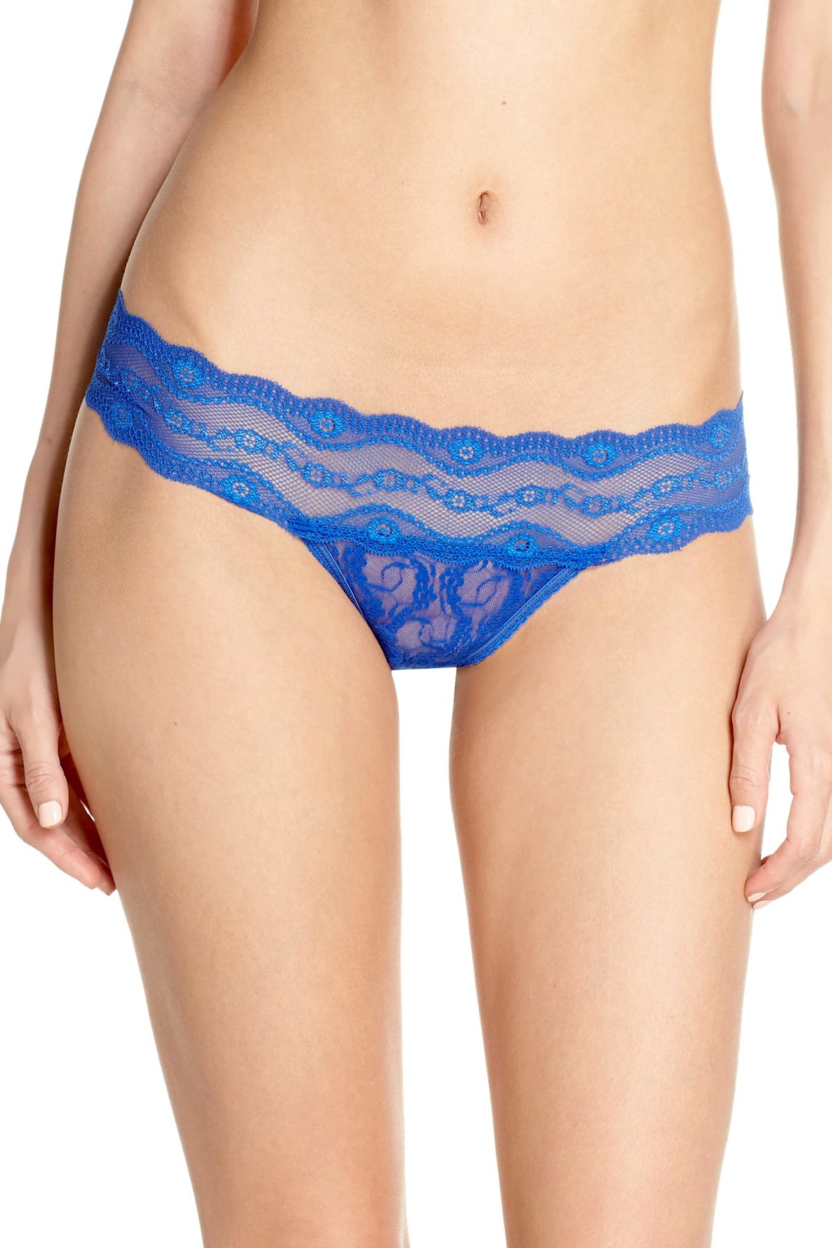 b.tempt'd Surf The Web Blue Lace Kiss Thong