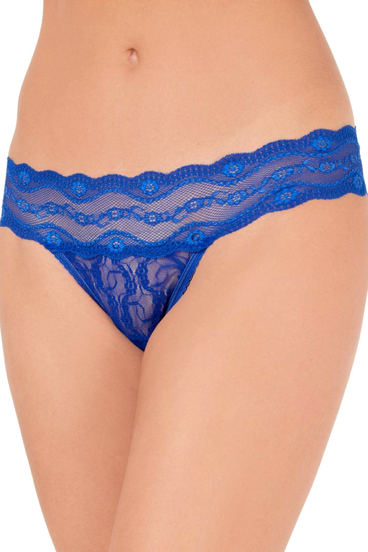 b.tempt'd Surf The Web Blue Lace Kiss Thong