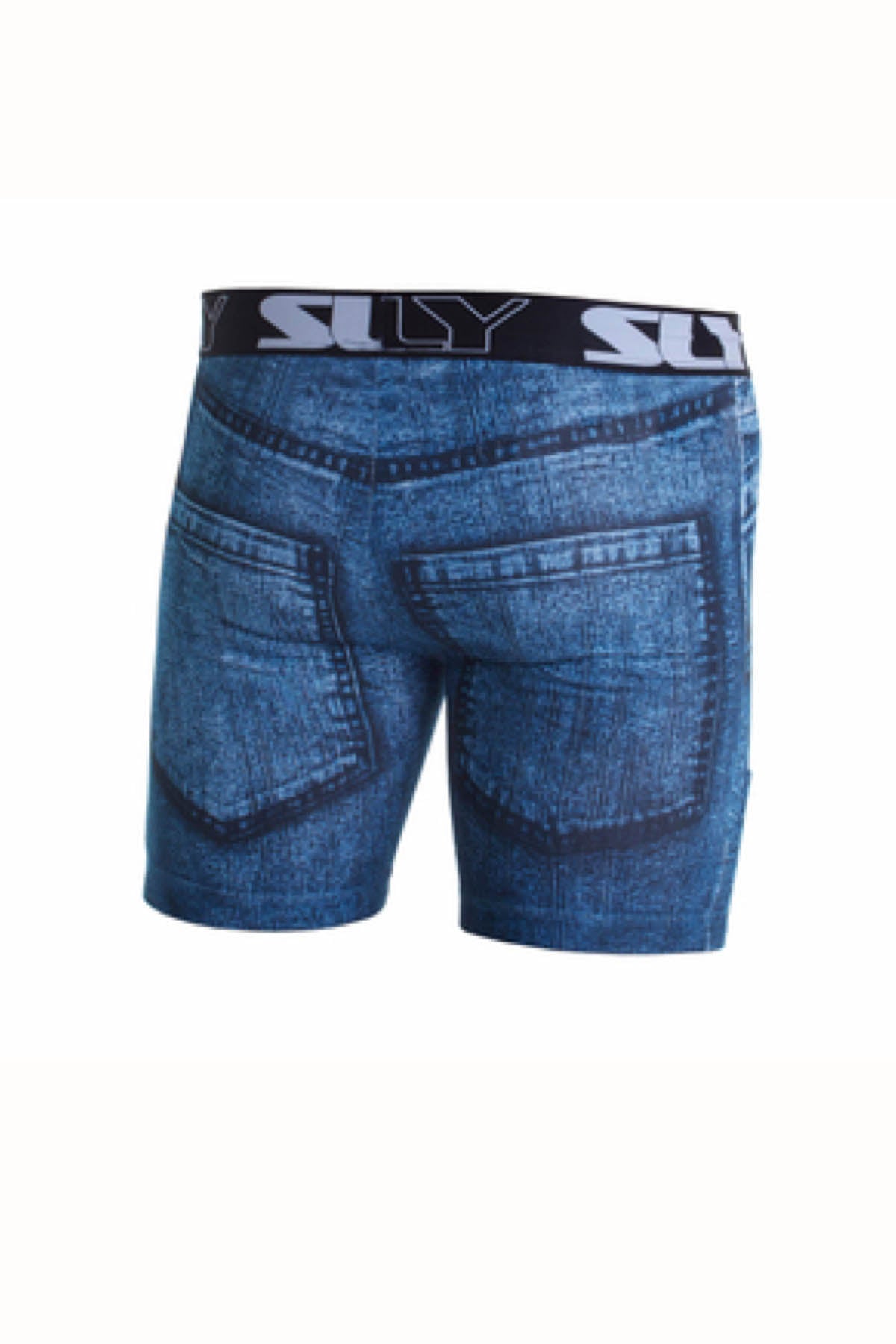 Sly Blue & Black Denim Boxer Brief - Long