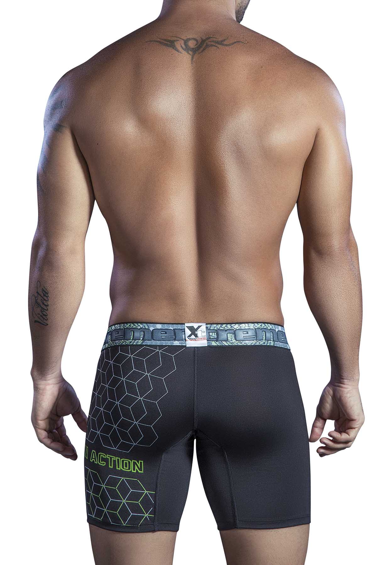 XTREMEN Black Printed Microfiber Boxer Brief