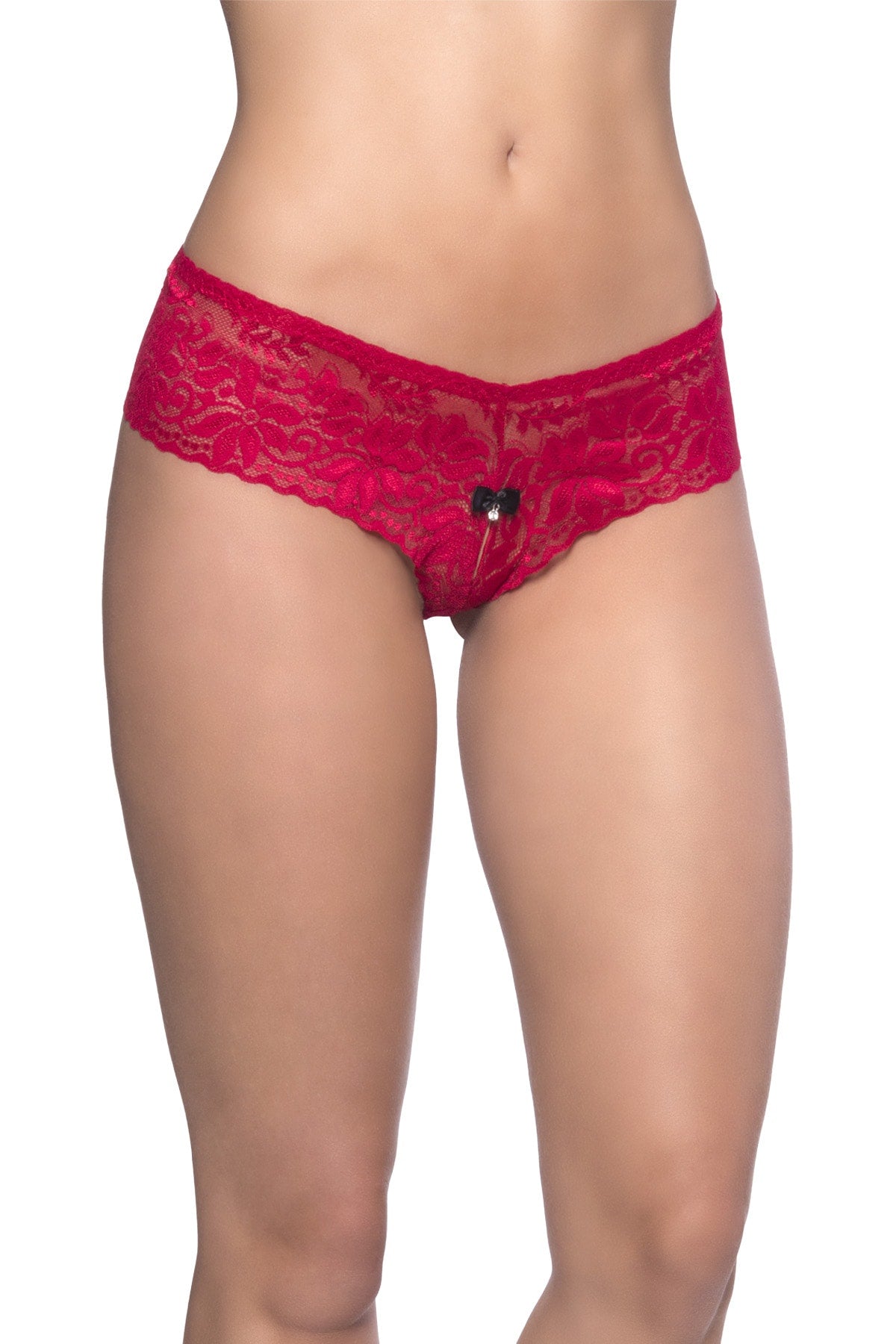 Oh La La Cheri Red Lace Peek-a-boo Tanga