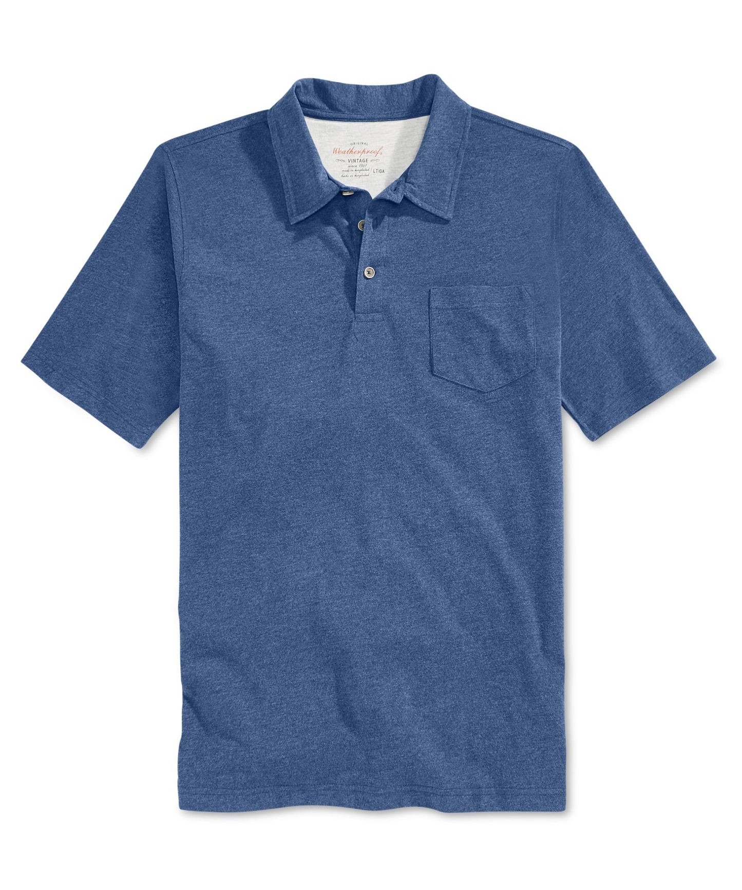 Weatherproof Button-Front Pocket Polo Shirt Blue Big 3X