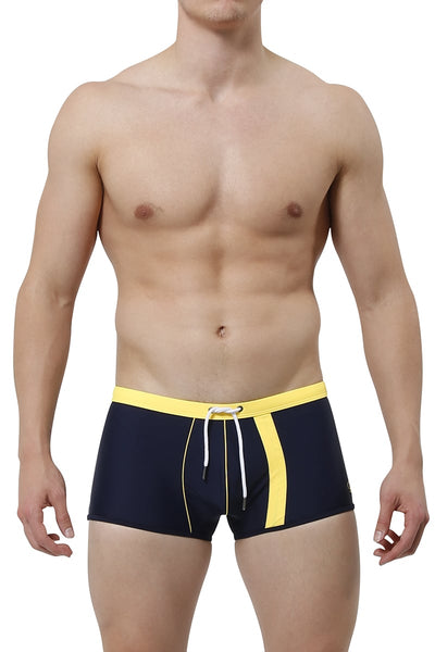 James Tudor Navy & Yellow Battle Swim Trunk